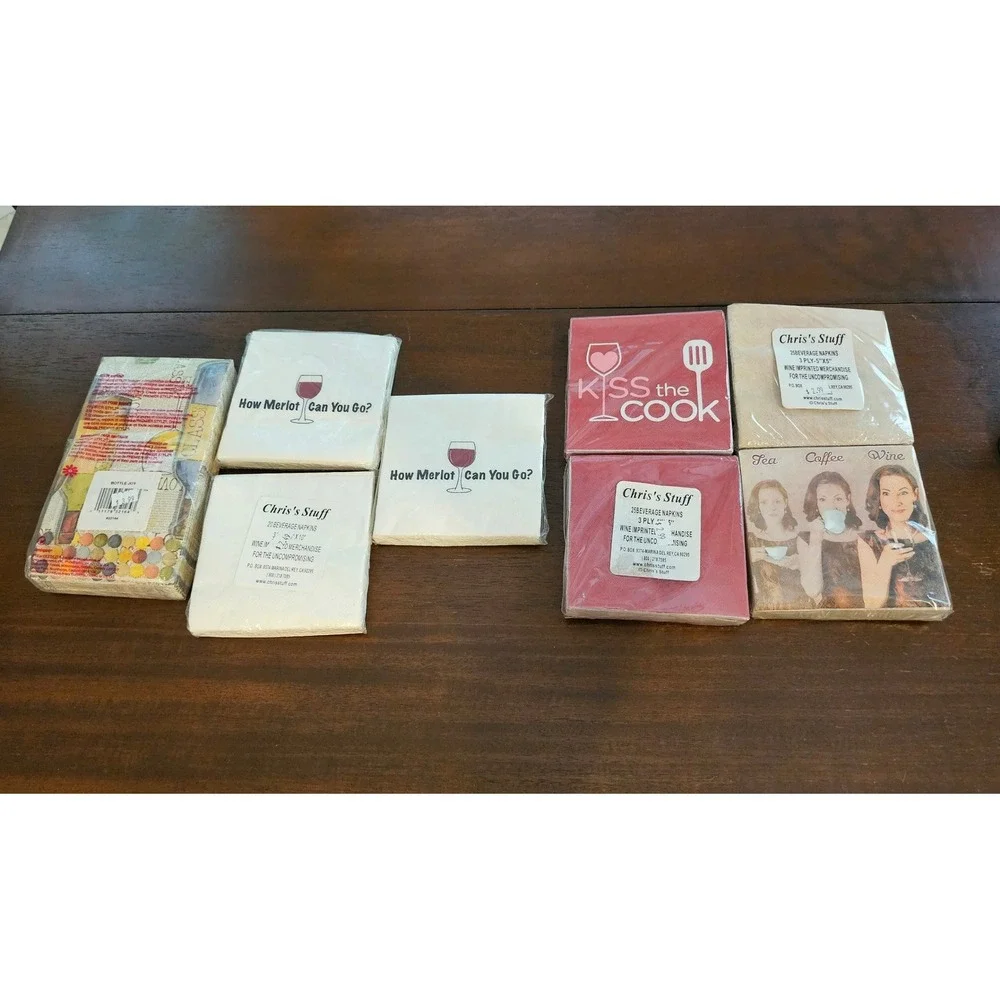 Chris's Stuff Napkins Lot 8 Multicolor Wine Themed Novelty Beverage Guest